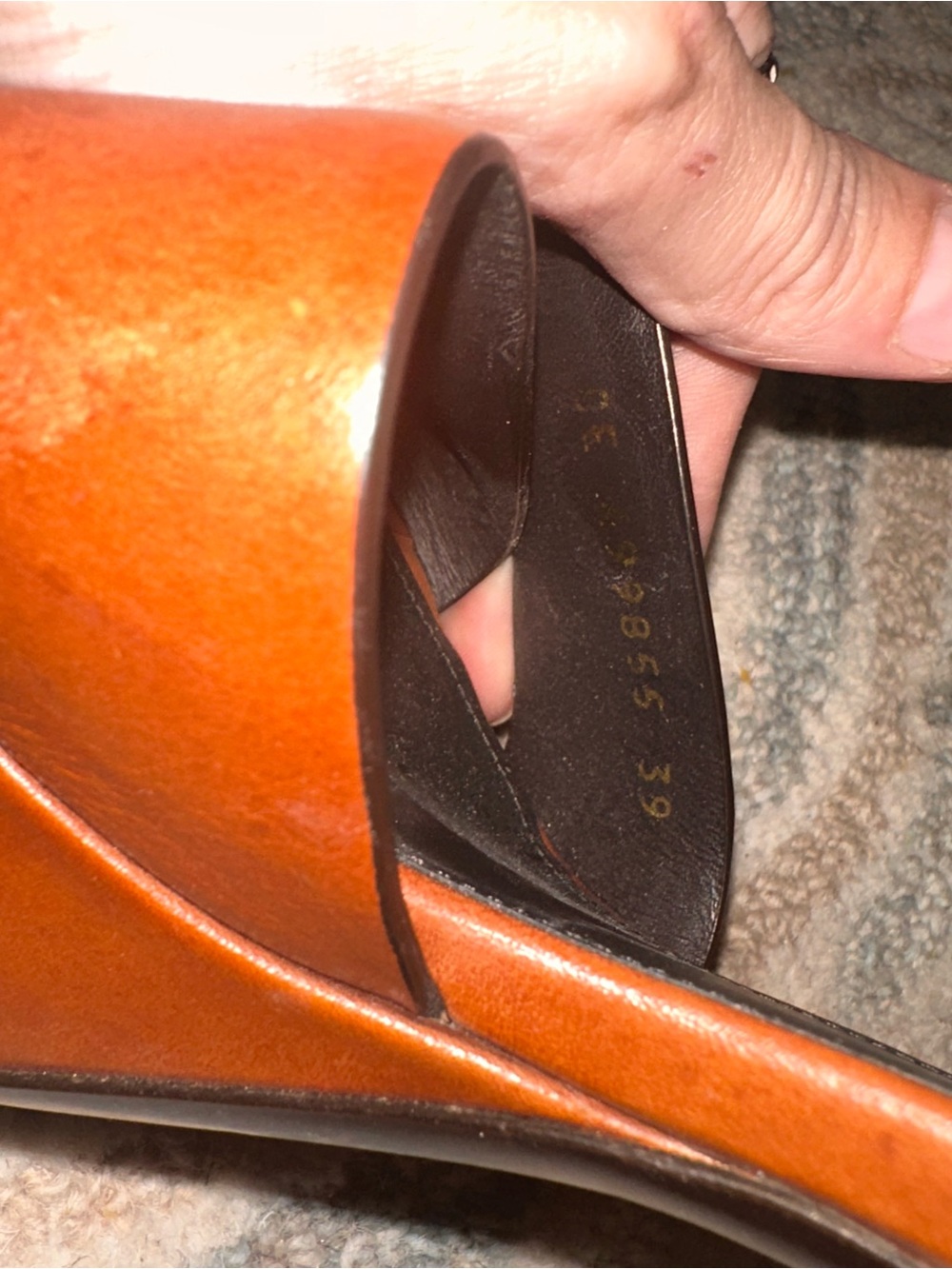 Saint Laurent Brown Leather Cross-Strap Heels - Picture 5 of 6